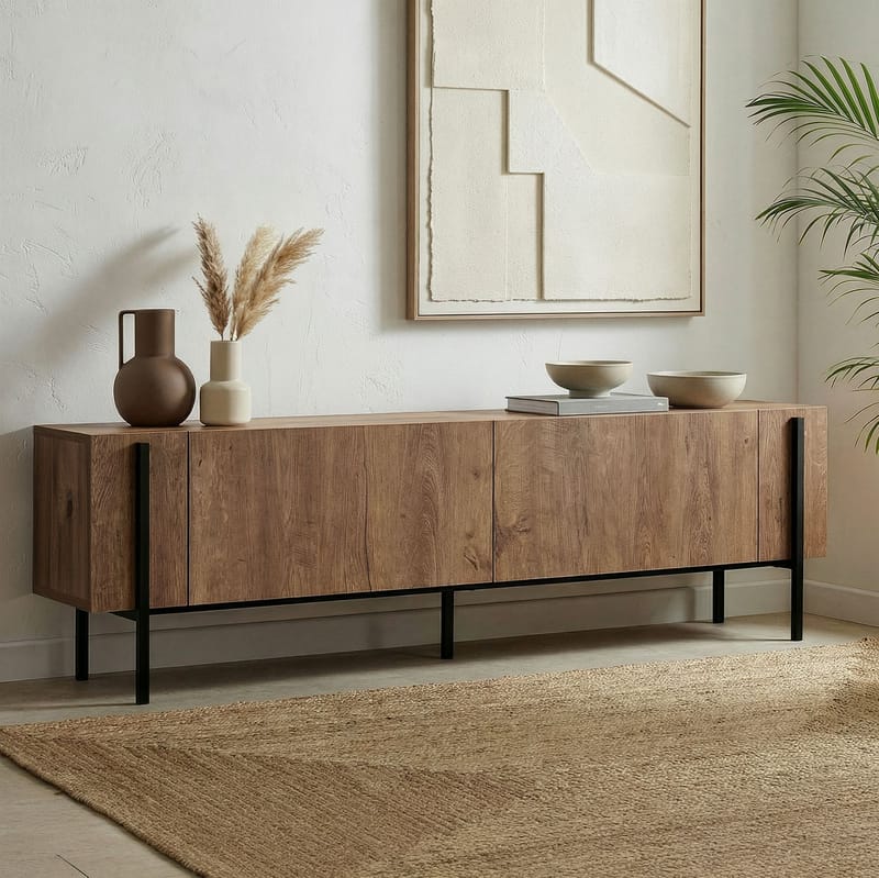 Nexus TV-bänk 180 cm - Kafkas Oak och Black - Möbler - TV- & Mediamöbler - Mediastativ & väggfäste - Tv-stativ & Tv-väggfäste