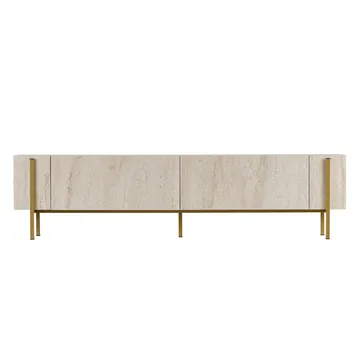 Nexus TV-bänk 180 cm - Travertin och guld - Möbler - TV- & Mediamöbler - Mediastativ & väggfäste - Tv-stativ & Tv-väggfäste