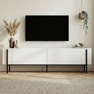 Nexus TV-bänk 180 cm - Wood Black och Black - Möbler - TV- & Mediamöbler - Mediastativ & väggfäste - Tv-stativ & Tv-väggfäste