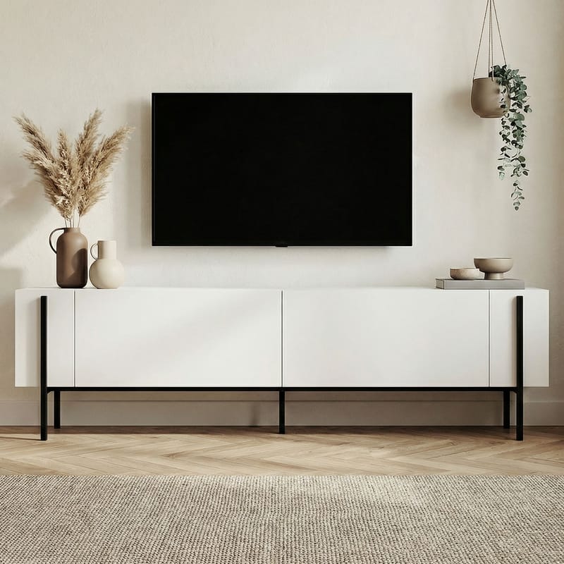 Nexus TV-bänk 180 cm - Wood Black och Black - Möbler - TV- & Mediamöbler - Mediastativ & väggfäste - Tv-stativ & Tv-väggfäste
