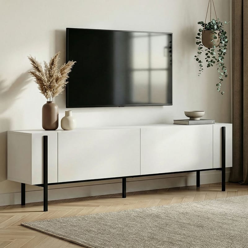 Nexus TV-bänk 180 cm - Wood Black och Black - Möbler - TV- & Mediamöbler - Mediastativ & väggfäste - Tv-stativ & Tv-väggfäste