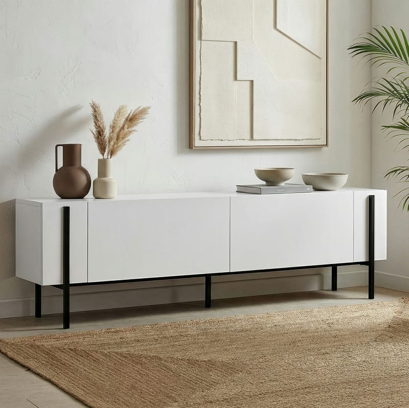 Nexus TV-bänk 180 cm - Wood Black och Black - Möbler - TV- & Mediamöbler - Mediastativ & väggfäste - Tv-stativ & Tv-väggfäste