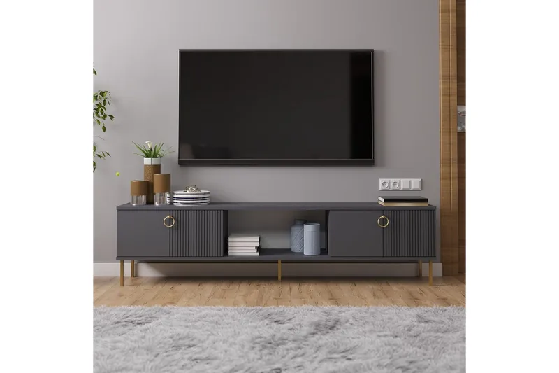 Neyra Tv-bänk 180 cm - Antracit - Möbler - TV- & Mediamöbler - TV bänk & mediabänk