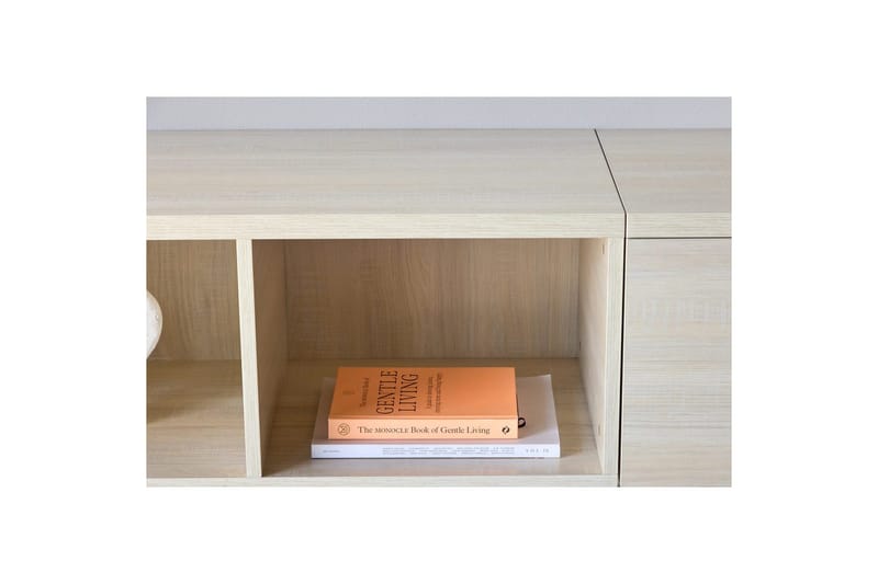 Nomi Vägghängd Tv Bänk 180 cm med Förvaring i Ljust Trä - Beige - Möbler - TV- & Mediamöbler - TV bänk & mediabänk