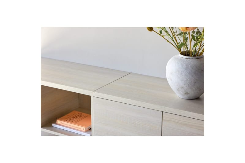 Nomi Vägghängd Tv Bänk 180 cm med Förvaring i Ljust Trä - Beige - Möbler - TV- & Mediamöbler - TV bänk & mediabänk