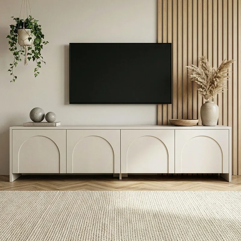 Nomira TV-bänk 180 cm - Cream - Möbler - TV- & Mediamöbler - Mediastativ & väggfäste - Tv-stativ & Tv-väggfäste