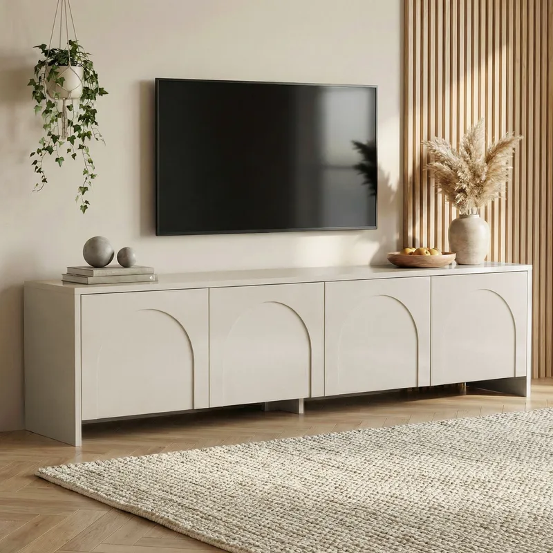 Nomira TV-bänk 180 cm - Cream - Möbler - TV- & Mediamöbler - Mediastativ & väggfäste - Tv-stativ & Tv-väggfäste