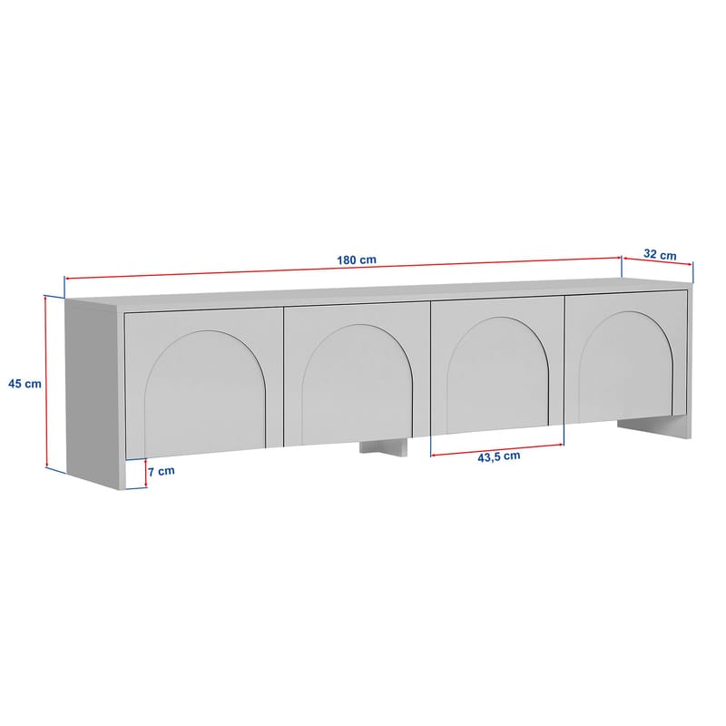 Nomira TV-bänk 180 cm - Vit - Möbler - TV- & Mediamöbler - Mediastativ & väggfäste - Tv-stativ & Tv-väggfäste