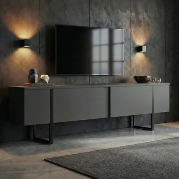 Nopira TV-bänk 180 cm - Antracit och svart - Möbler - TV- & Mediamöbler - Mediastativ & väggfäste - Tv-stativ & Tv-väggfäste