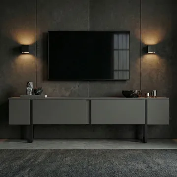 Nopira TV-bänk 180 cm - Antracit och svart - Möbler - TV- & Mediamöbler - Mediastativ & väggfäste - Tv-stativ & Tv-väggfäste