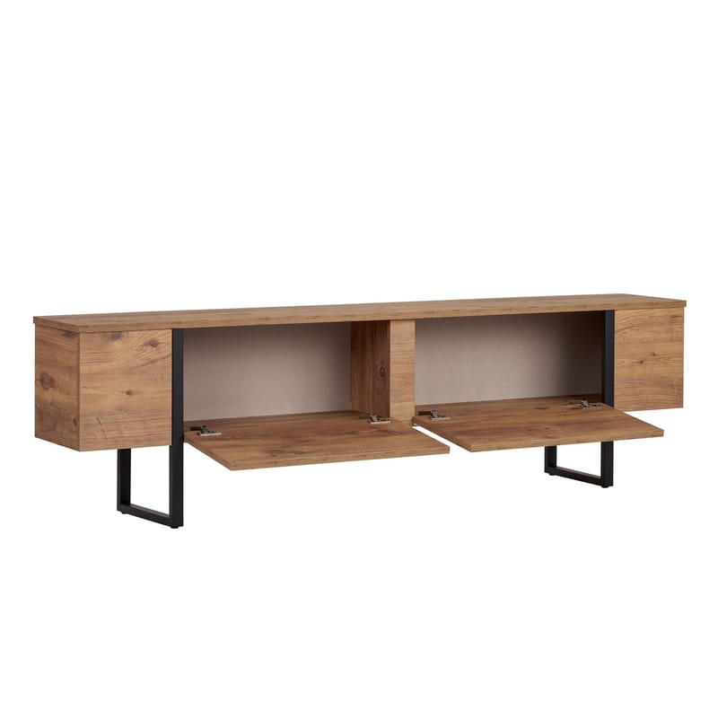 Nopira TV-bänk 180 cm - Atlantic Pine och svart - Möbler - TV- & Mediamöbler - Mediastativ & väggfäste - Tv-stativ & Tv-väggfäste