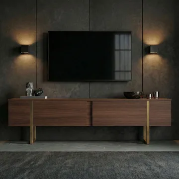 Nopira TV-bänk 180 cm - Valnöt/guld - Möbler - TV- & Mediamöbler - TV bänk & mediabänk