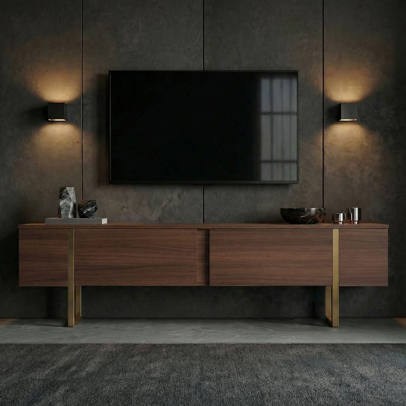 Nopira TV-bänk 180 cm - Valnöt/guld - Möbler - TV- & Mediamöbler - TV bänk & mediabänk