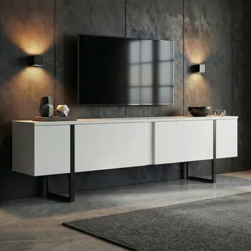 Nopira TV-bänk 180 cm - Vit och svart - Möbler - TV- & Mediamöbler - Mediastativ & väggfäste - Tv-stativ & Tv-väggfäste