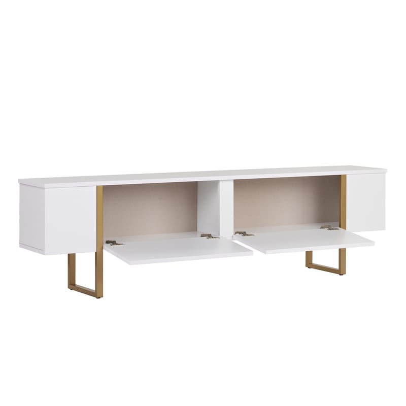 Nopira TV-bänk 180 cm - Vitt och guld - Möbler - TV- & Mediamöbler - Mediastativ & väggfäste - Tv-stativ & Tv-väggfäste