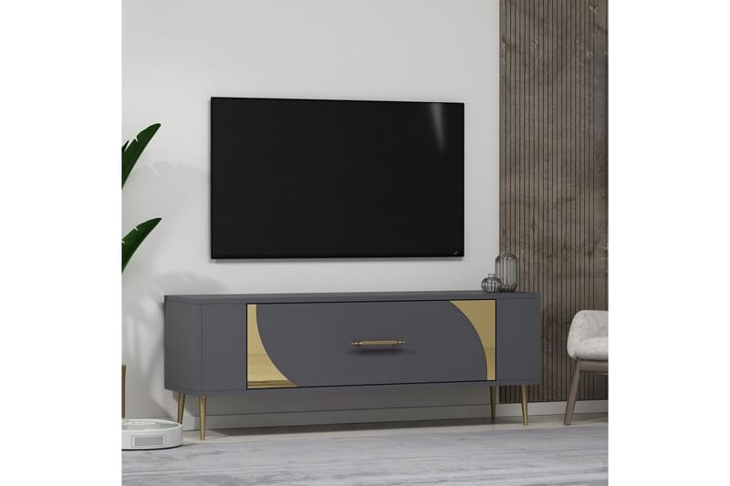 Olyra Tv-bänk 120 cm - Antracit/Guld - Möbler - TV- & Mediamöbler - TV bänk & mediabänk