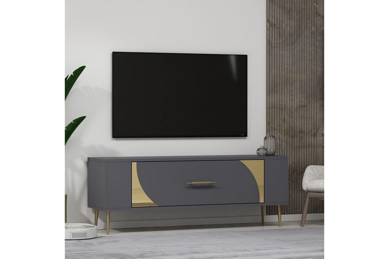 Olyra Tv-bänk 120 cm - Antracit/Guld - Möbler - TV- & Mediamöbler - TV bänk & mediabänk