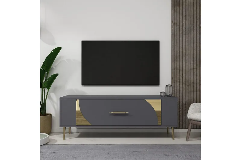Olyra Tv-bänk 120 cm - Antracit/Guld - Möbler - TV- & Mediamöbler - TV bänk & mediabänk