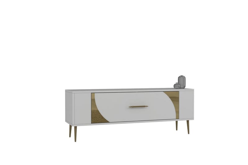 Olyra Tv-bänk 120 cm, Vit/Guld
