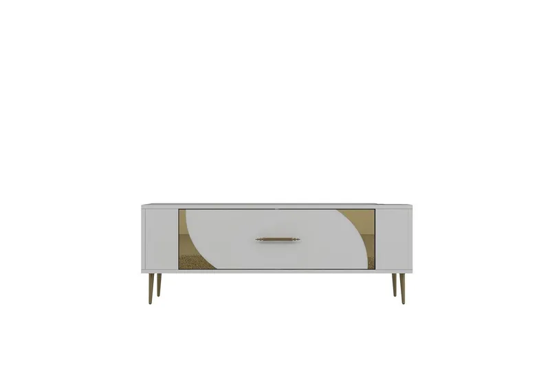 Olyra Tv-bänk 120 cm - Vit/Guld - Möbler - TV- & Mediamöbler - TV bänk & mediabänk