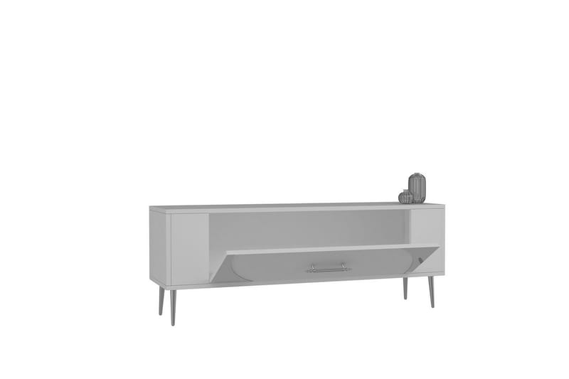 Olyra Tv-bänk 120 cm - Vit/Silver - Möbler - TV- & Mediamöbler - TV bänk & mediabänk