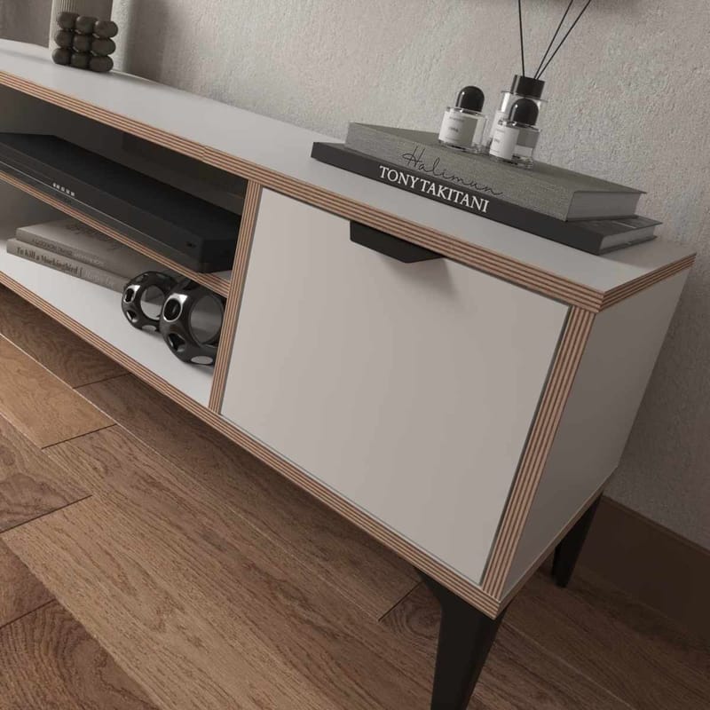 Olyros Tv-bänk 140 cm - Vit - Möbler - TV- & Mediamöbler - Mediastativ & väggfäste - Tv-stativ & Tv-väggfäste