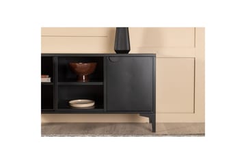 Piring Golvstående TV Bänk 120 cm med Förvaring i Metall - Svart - Möbler - TV- & Mediamöbler - TV bänk & mediabänk