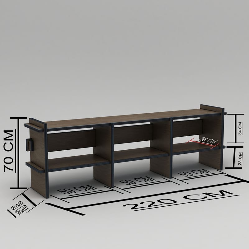 Ropira TV-bänk 220 cm - Valnöt - Möbler - TV- & Mediamöbler - Mediastativ & väggfäste - Tv-stativ & Tv-väggfäste