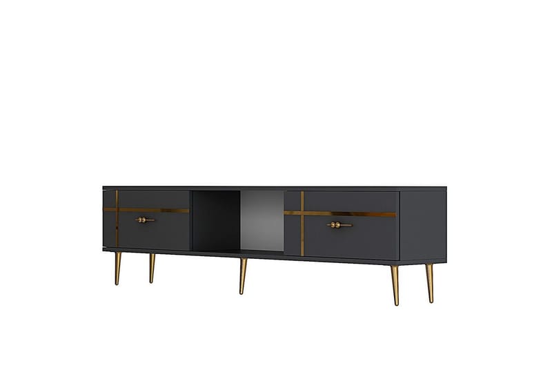 Safiya Tv-bänk 150 cm - Antracit/Guld - Möbler - TV- & Mediamöbler - TV bänk & mediabänk