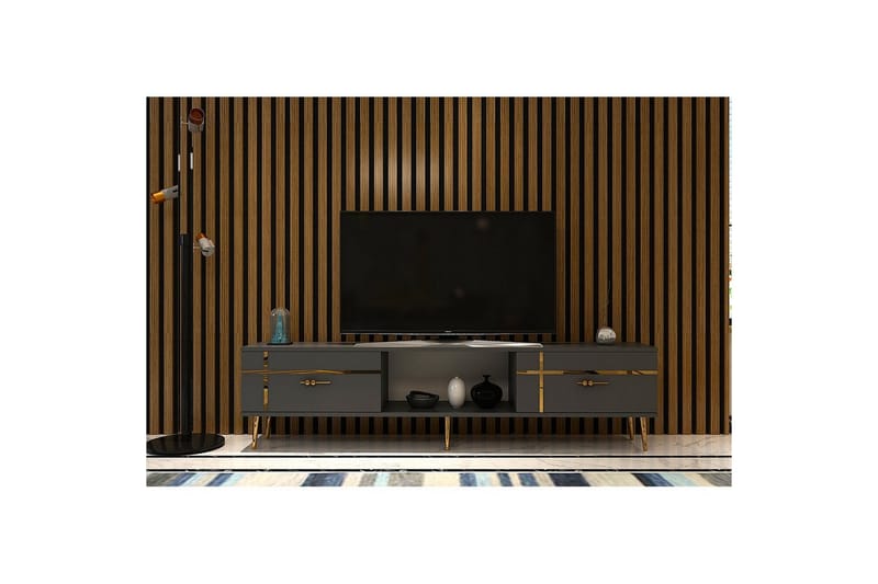 Safiya Tv-bänk 150 cm - Antracit/Guld - Möbler - TV- & Mediamöbler - TV bänk & mediabänk