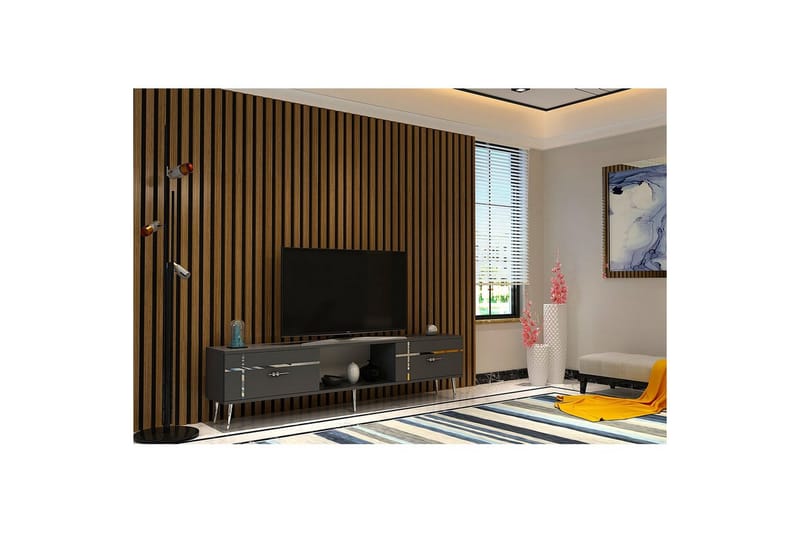 Safiya Tv-bänk 150 cm - Antracit/Silver - Möbler - TV- & Mediamöbler - TV bänk & mediabänk