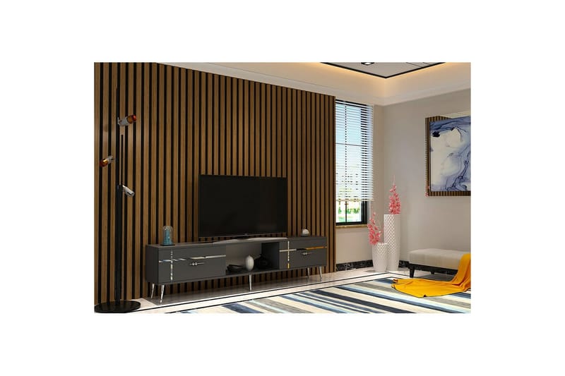 Safiya Tv-bänk 150 cm - Antracit/Silver - Möbler - TV- & Mediamöbler - TV bänk & mediabänk