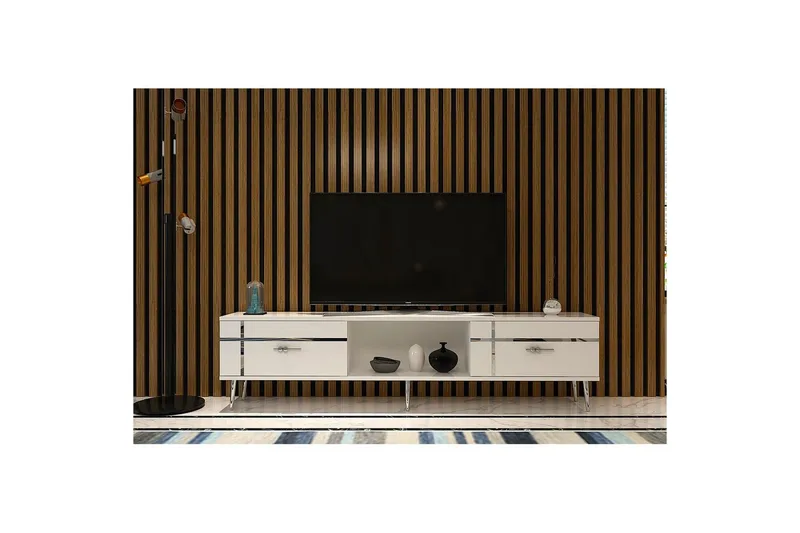 Safiya Tv-bänk 150 cm - Vit/Silver - Möbler - TV- & Mediamöbler - TV bänk & mediabänk