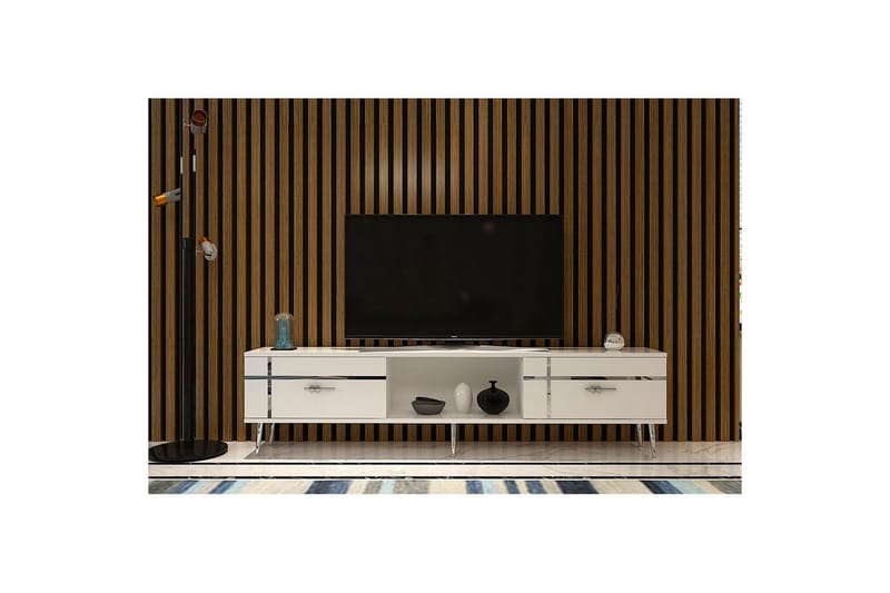 Safiya Tv-bänk 150 cm - Vit/Silver - Möbler - TV- & Mediamöbler - TV bänk & mediabänk