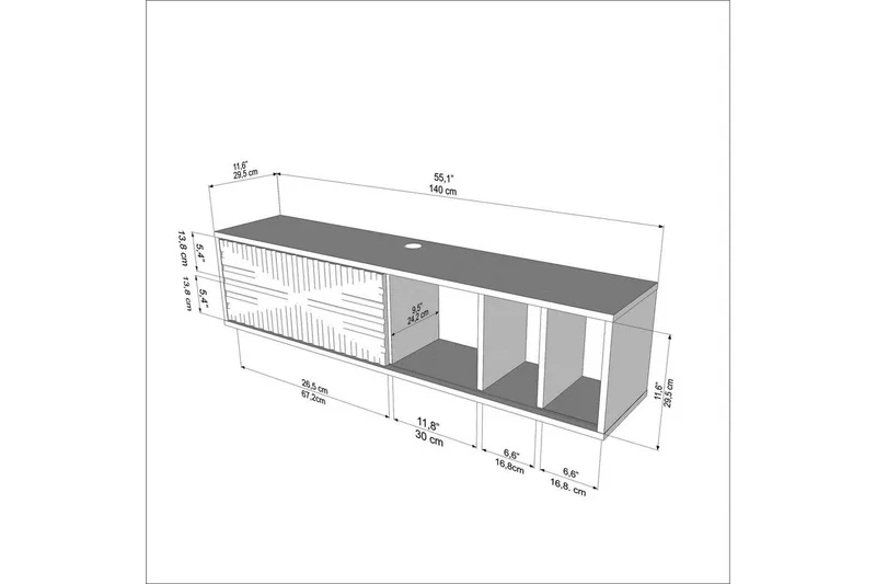 Saller Tv-bänk 140 cm - Ek/Vit - Möbler - TV- & Mediamöbler - TV bänk & mediabänk