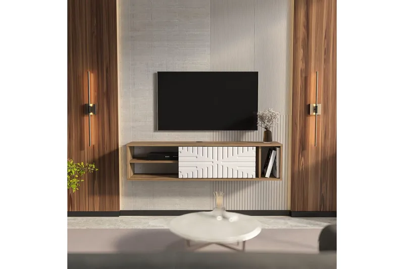 Saller Tv-bänk 140 cm - Valnöt/Vit - Möbler - TV- & Mediamöbler - TV bänk & mediabänk