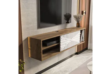 Saller Vägghängd Tv-bänk 140 cm med Förvaring i Valnöt - Valnötsbrun - Möbler - TV- & Mediamöbler - TV bänk & mediabänk