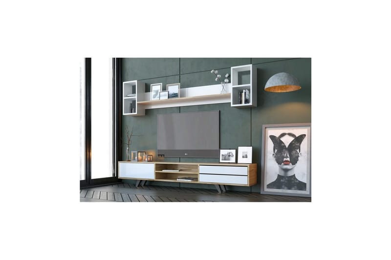 Seyra Tv-stativ 45 cm - Vit/Ek - Möbler - TV- & Mediamöbler - TV-möbelset