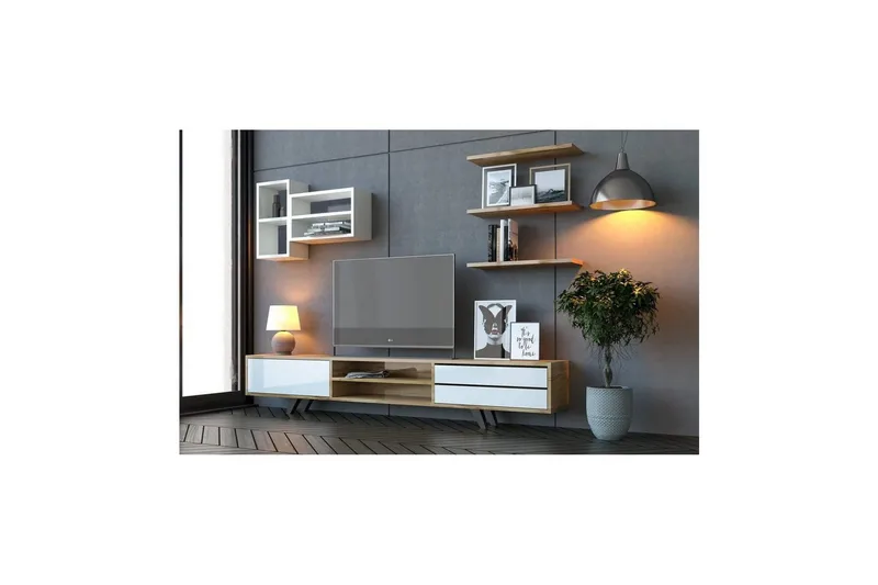 Seyra Tv-stativ 45 cm - Vit/Ek - Möbler - TV- & Mediamöbler - TV-möbelset