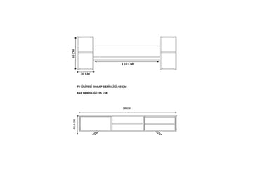 Seyra Tv-stativ 45 cm - Vit/Ek - Möbler - TV- & Mediamöbler - Mediastativ & väggfäste - Tv-stativ & Tv-väggfäste