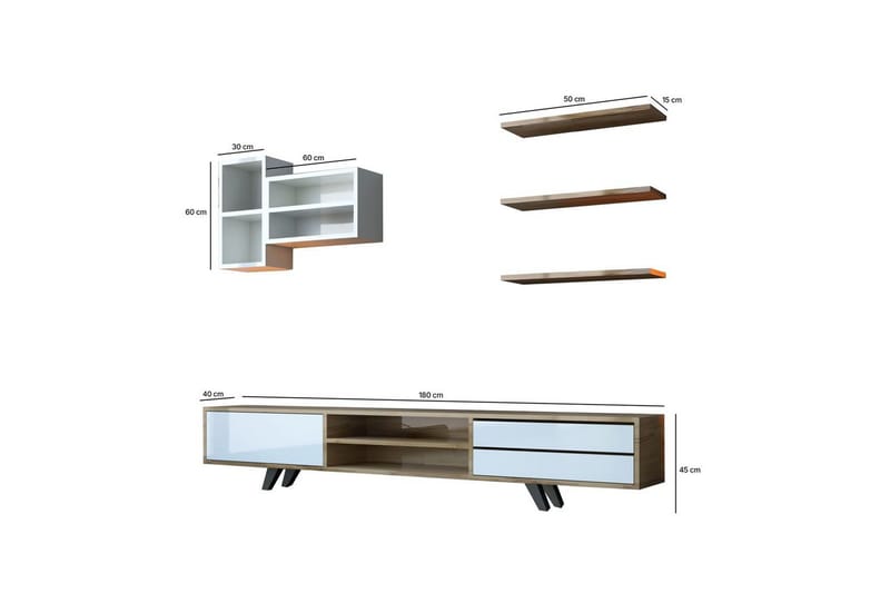 Seyra Tv-stativ 45 cm - Vit/Ek - Möbler - TV- & Mediamöbler - TV-möbelset