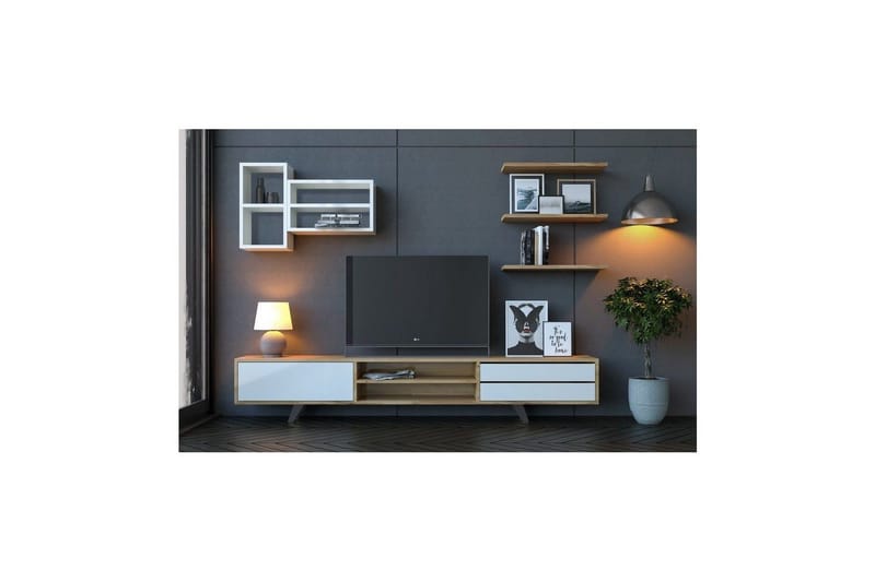 Seyra Tv-stativ 45 cm - Vit/Ek - Möbler - TV- & Mediamöbler - TV-möbelset