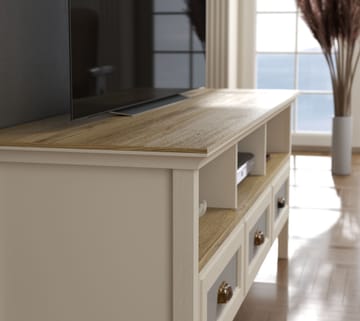 Sopira TV-bänk 150 cm - Cream, ek och grå - Möbler - TV- & Mediamöbler - Mediastativ & väggfäste - Tv-stativ & Tv-väggfäste