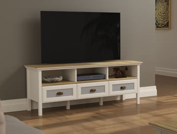 Sopira TV-bänk 150 cm - Cream, ek och grå - Möbler - TV- & Mediamöbler - Mediastativ & väggfäste - Tv-stativ & Tv-väggfäste