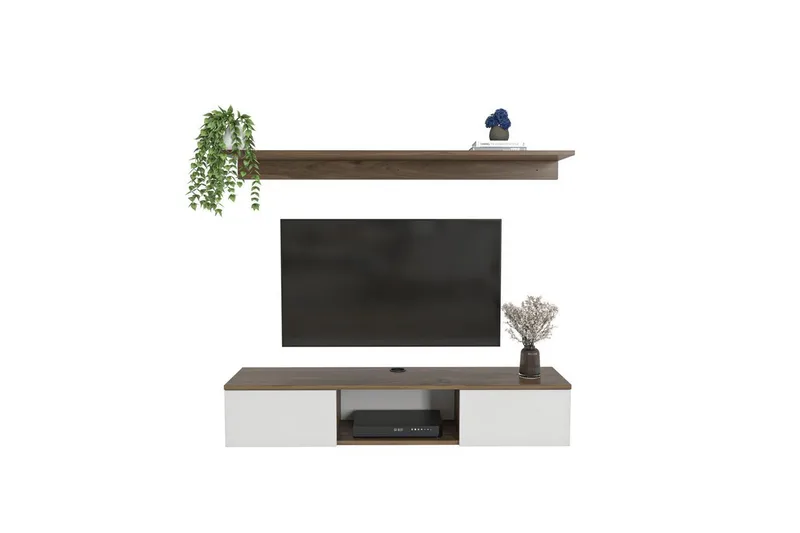 Sovric Tv-bänk 140 cm, Valnöt/Vit