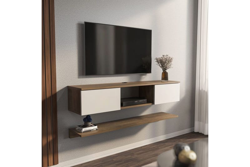 Sovric Tv-bänk 140 cm - Valnöt/Vit - Möbler - TV- & Mediamöbler - TV bänk & mediabänk