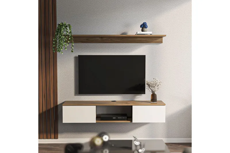 Sovric Tv-bänk 140 cm - Valnöt/Vit - Möbler - TV- & Mediamöbler - TV bänk & mediabänk