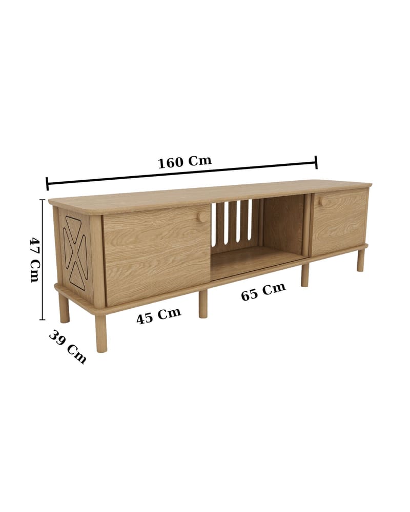 Sunira TV-bänk 160 cm med Förvaring i Ek - Brun - Möbler - TV- & Mediamöbler - TV bänk & mediabänk