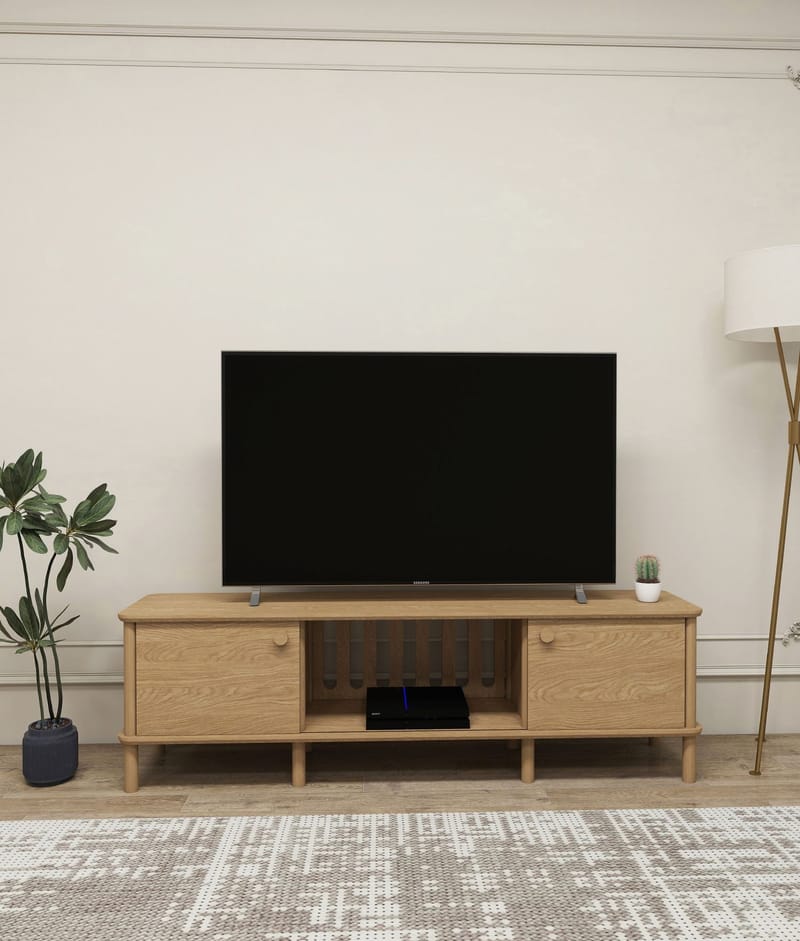 Sunira TV-bänk 160 cm med Förvaring i Ek - Brun - Möbler - TV- & Mediamöbler - TV bänk & mediabänk