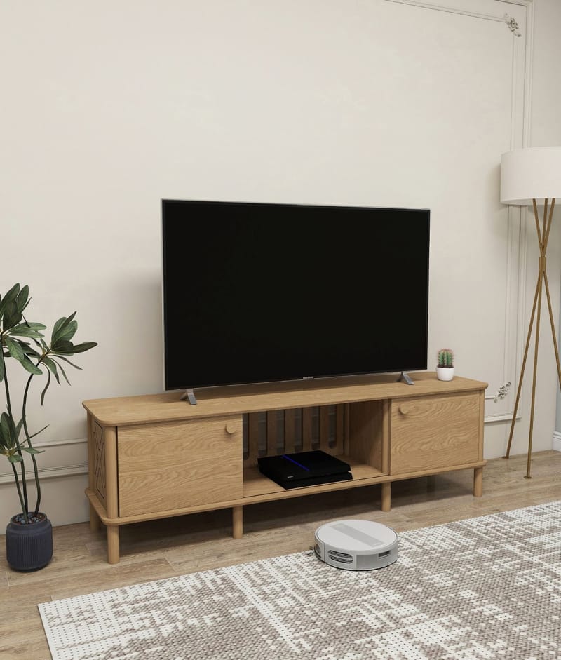 Sunira TV-bänk 160 cm med Förvaring i Ek - Brun - Möbler - TV- & Mediamöbler - TV bänk & mediabänk